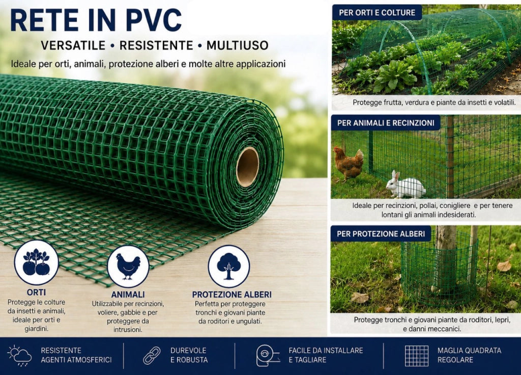 Rotolo Rete Metallica Outdoor Da Esterno Per Recinzioni Elettrosaldata Verde - 1x5mt-10x10mm - Verde