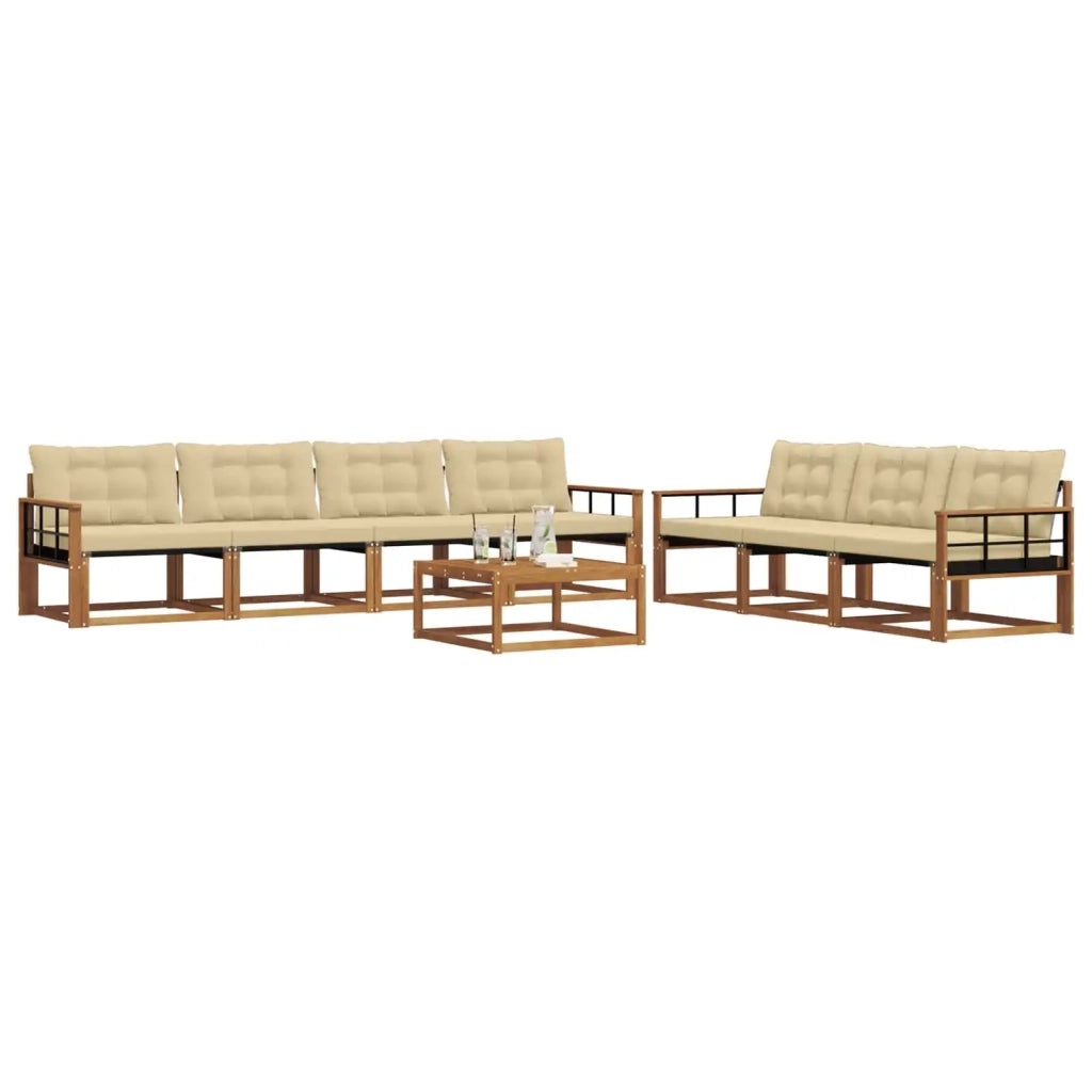 Set di divani da esterno con cuscino 8 pcs Naturale e Beige