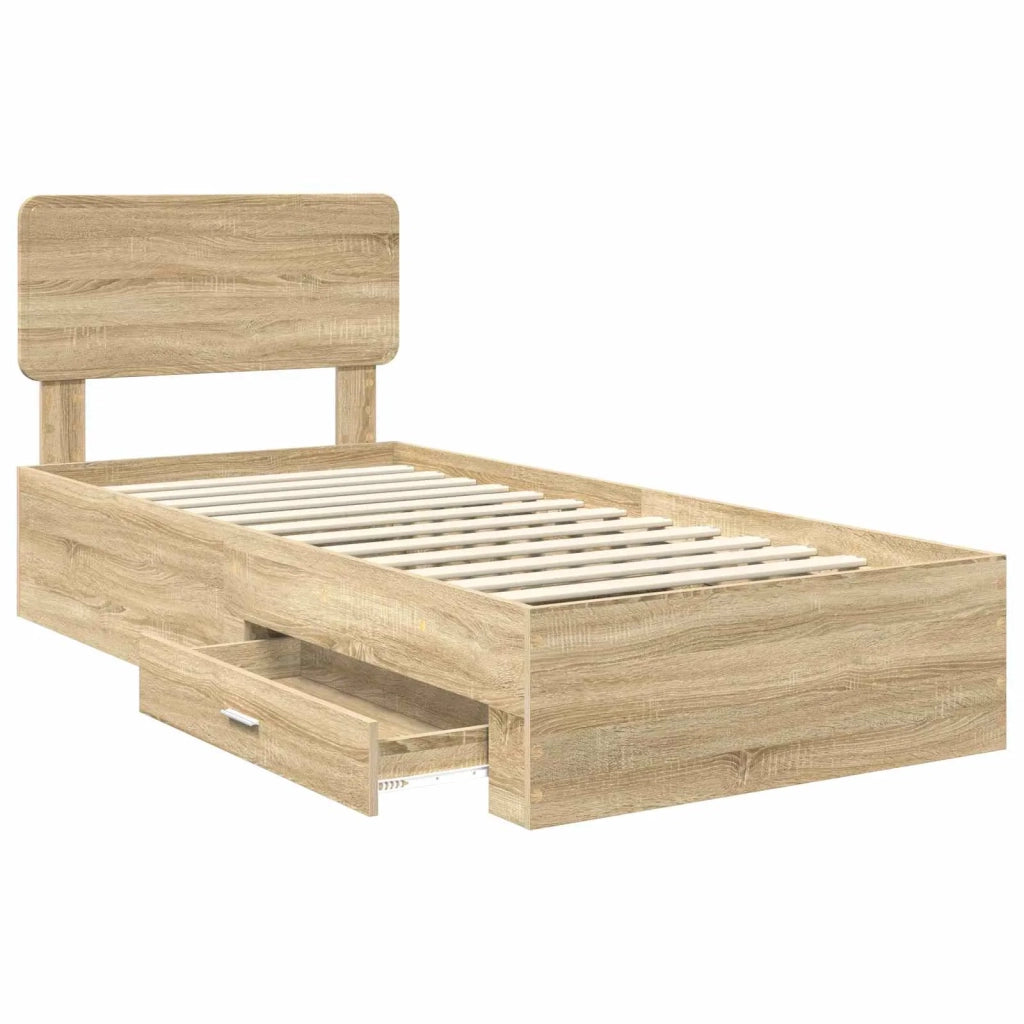Struttura del letto Rovere Sonoma 90 x 190 cm Legno multistrato 3412429