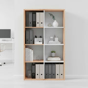 Libreria Cubi 8 Vani Struttura Modulare Moderna Per Libri Utilizzabile In Verticale O Orizzontale Per Soggiorno Ufficio Cameretta 71.5 X 137 X 33 Cm Rovere E Bianco