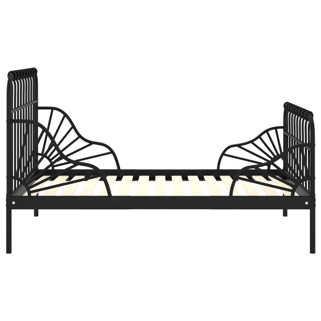 Letto da camera | Giroletto Estendibile Nero in Metallo 80x130/200 cm