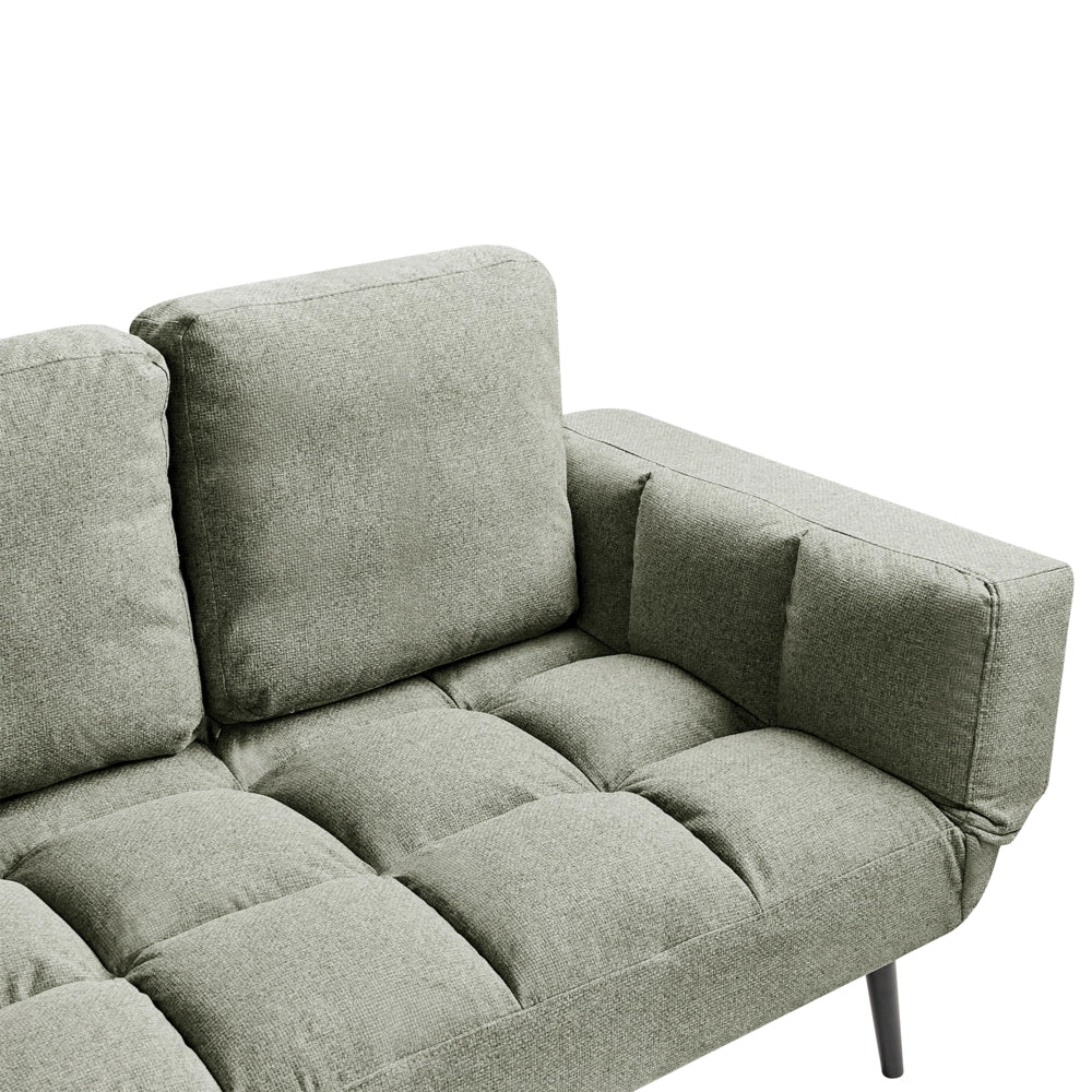 Divano letto 2 posti con rivestimento tessuto verde chiaro con Braccioli Regolabili stile Minimalista