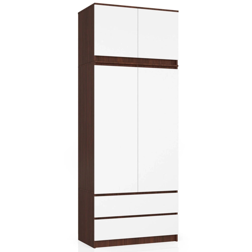 Sopralzo per armadio AKORD S90 Wengé 90 cm 2 ante inserto frontale Bianco 90x51x55 cm