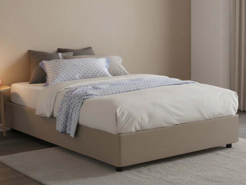 Atar, Letto Piazza e Mezza Materasso Incluso Made in Italy, Grigio Tortora