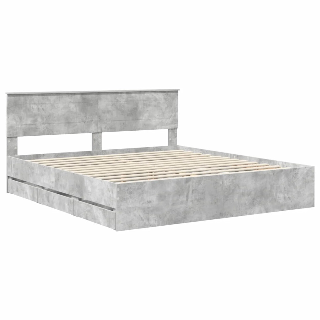 Struttura del letto con cassetto Grigio cemento 200 x 200 cm 3407952