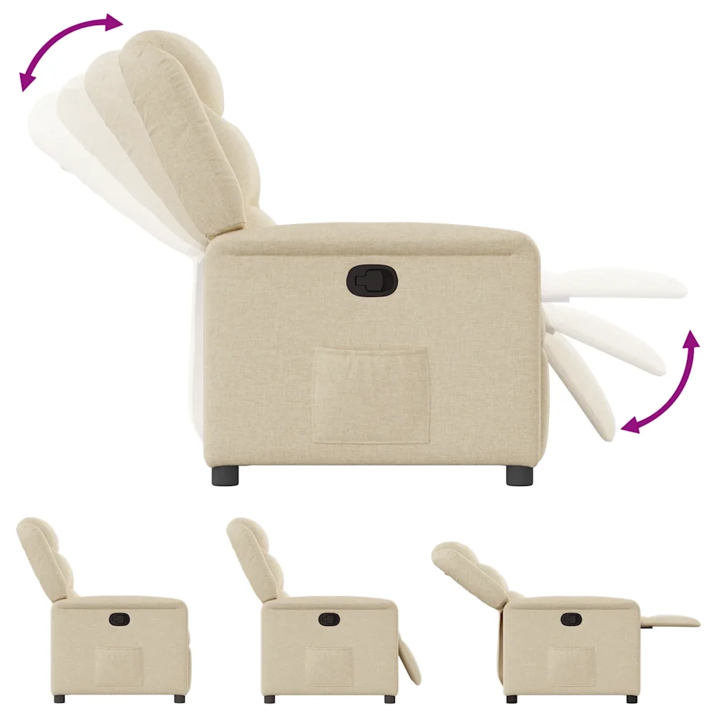 Divano Sedia-Poltrona Reclinabile in Tessuto Crema 352179