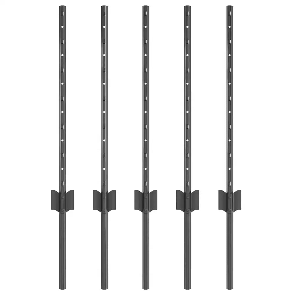 Palo della recinzione 5 pcs Grigio 60 cm Acciaio 42006276