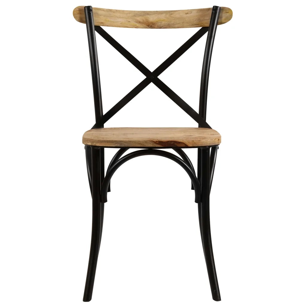 Sedie a Croce 4 pz Nere in Legno Massello di Mango 278773