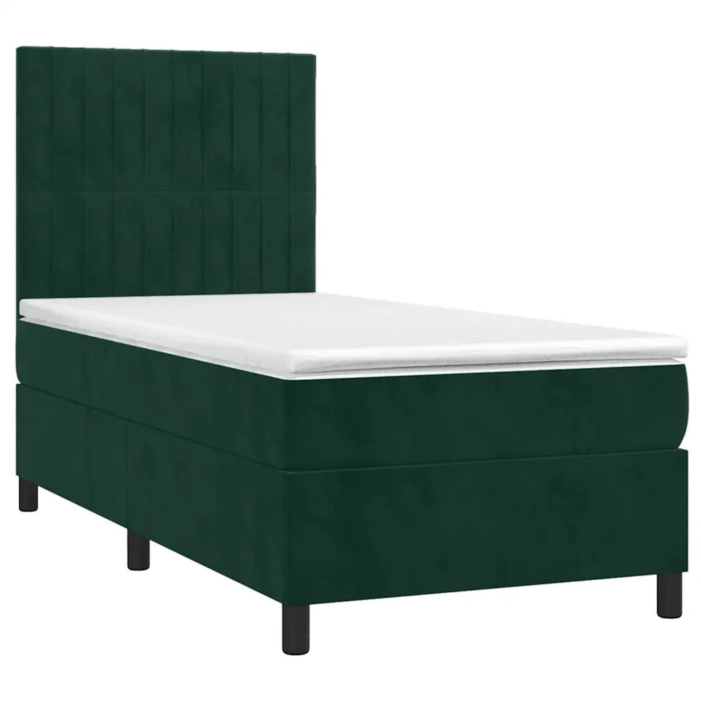 Giroletto a Molle con Materasso-Struttura Letto Verde Scuro 90x200 cm Velluto 911224