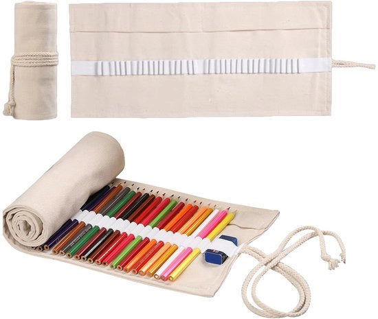 Etui per pennarelli e matite, pennarelli con grande capacità, rullo con matite colorate, rullo con 48 contenitori, per l'archiviazione di matite, pennarelli e penna stilografica
