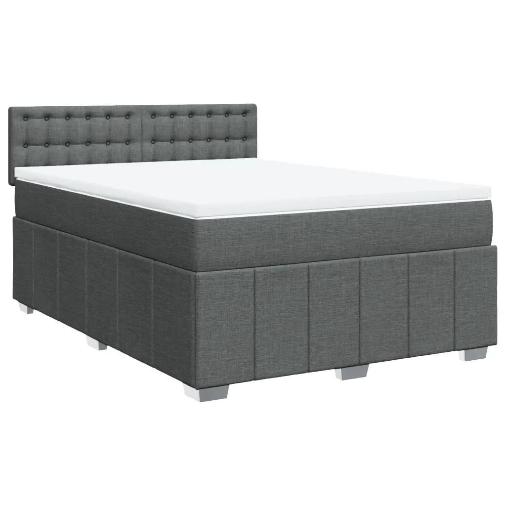 Giroletto a Molle con Materasso Grigio Scuro 160x200 cm Tessuto
