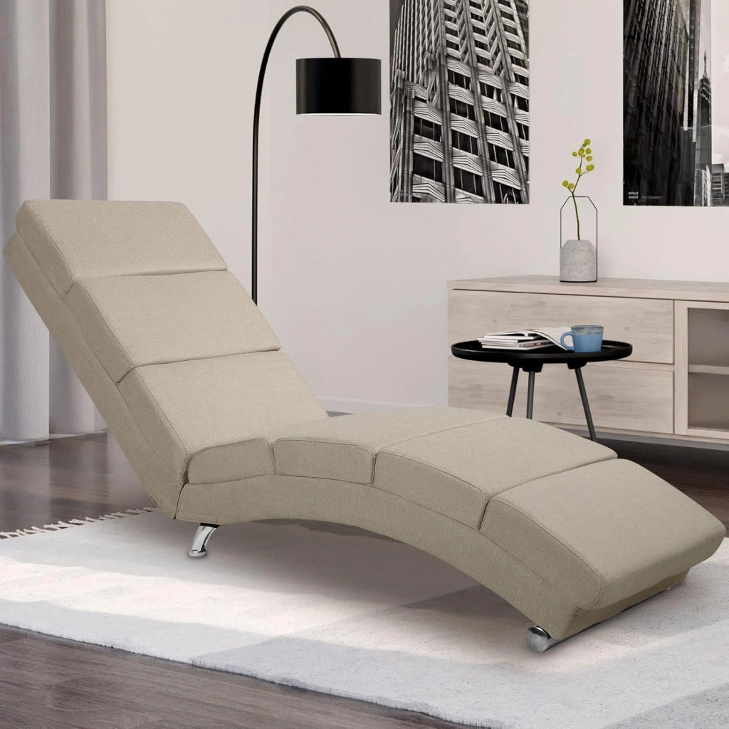 ® Poltrona Chaise Longue 186x89x55 cm Lettino Sdraio Ergonomico in Tessuto Imbottito Portata 180 kg Soggiorno Ufficio Interno Reclinabile Lettura