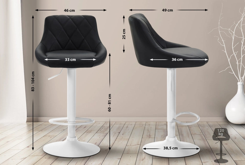 Sgabello Lazio in similpelle nero,bianco