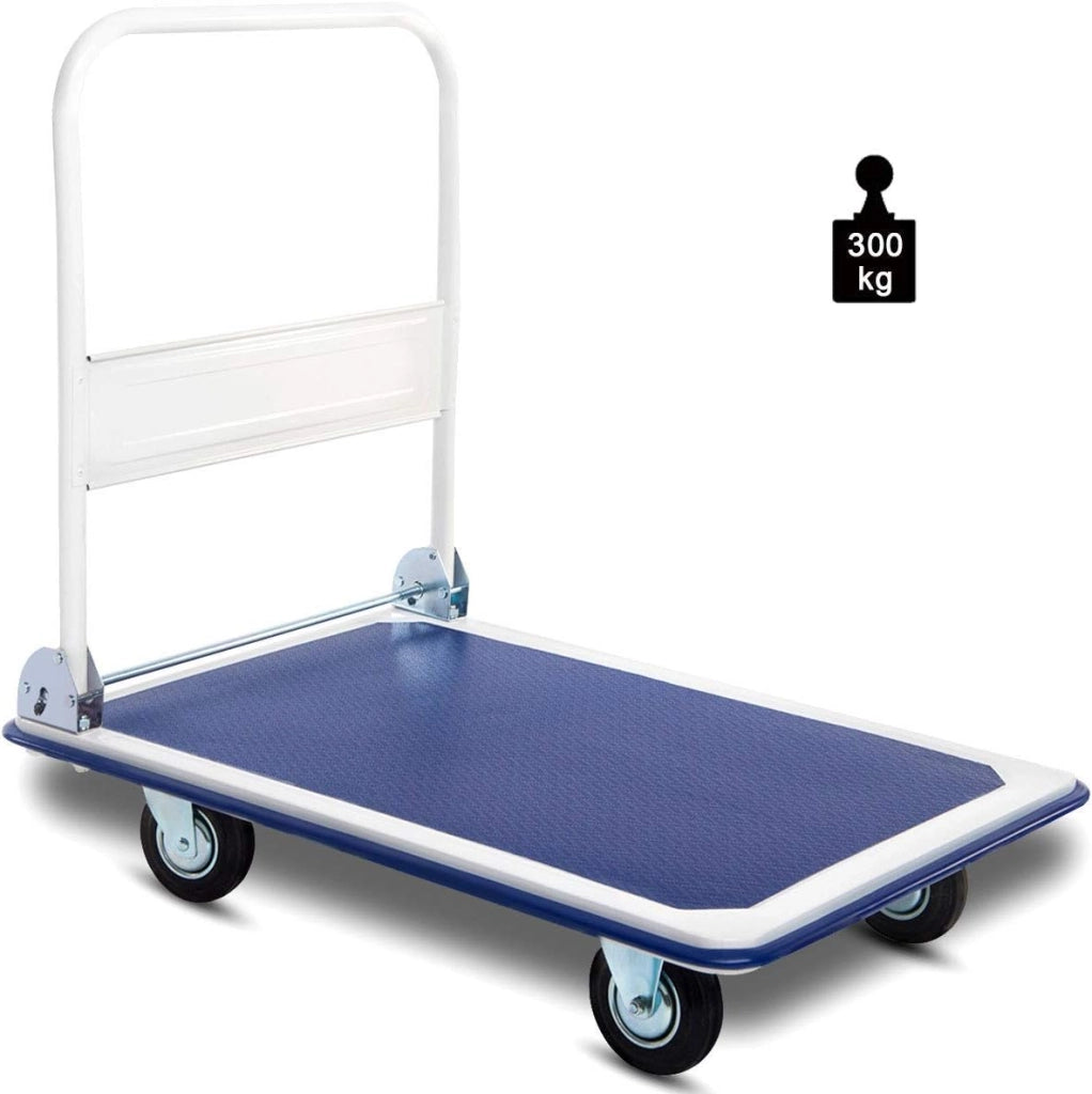 Carrello della Piattaforma, Carrello di Trasporto fino 300 KG, Trasportatore a Mano Pieghevole, Antiscivolo, 90 x 60 cm, Metallo