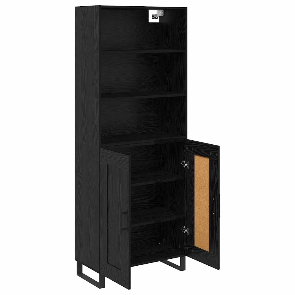 Credenza con cassetto 2 pcs Rovere Nero Legno multistrato