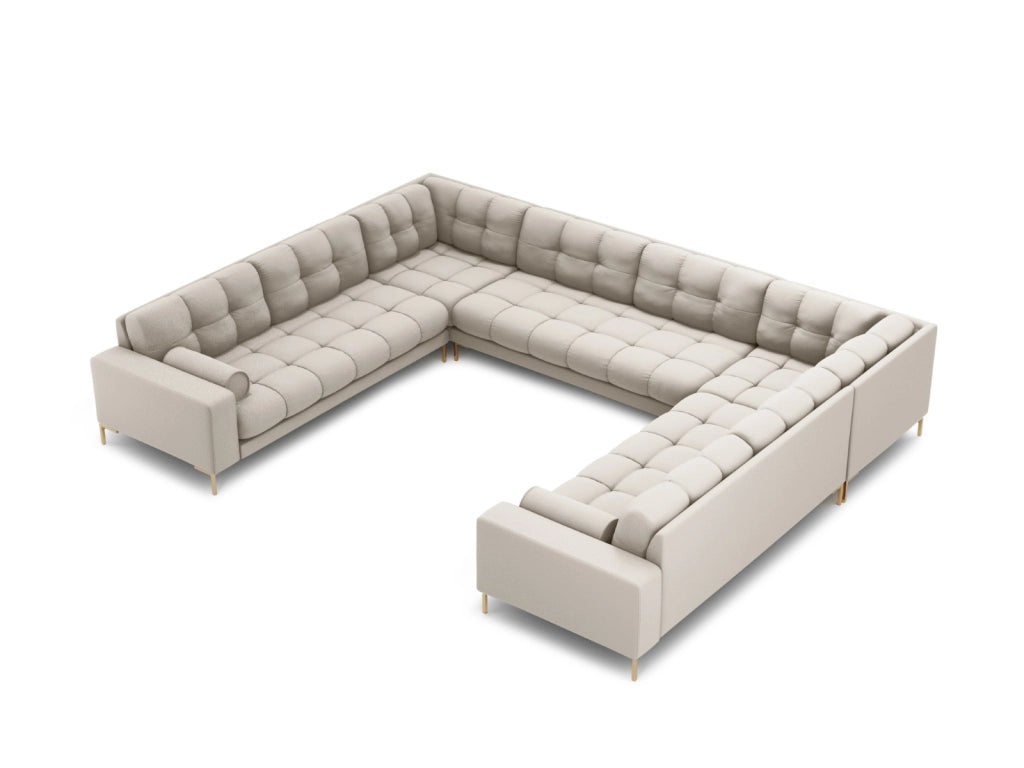 Cosmopolitan Design - Divano panoramico "Bali" 9 posti in tessuto strutturato beige 