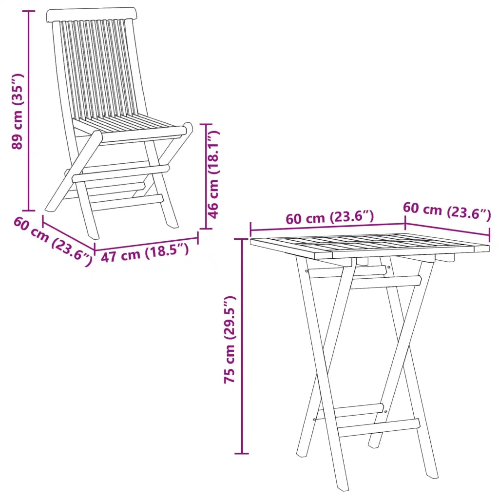 Set da pranzo da giardino pieghevole Regolabile 5 pcs Naturale 3437394