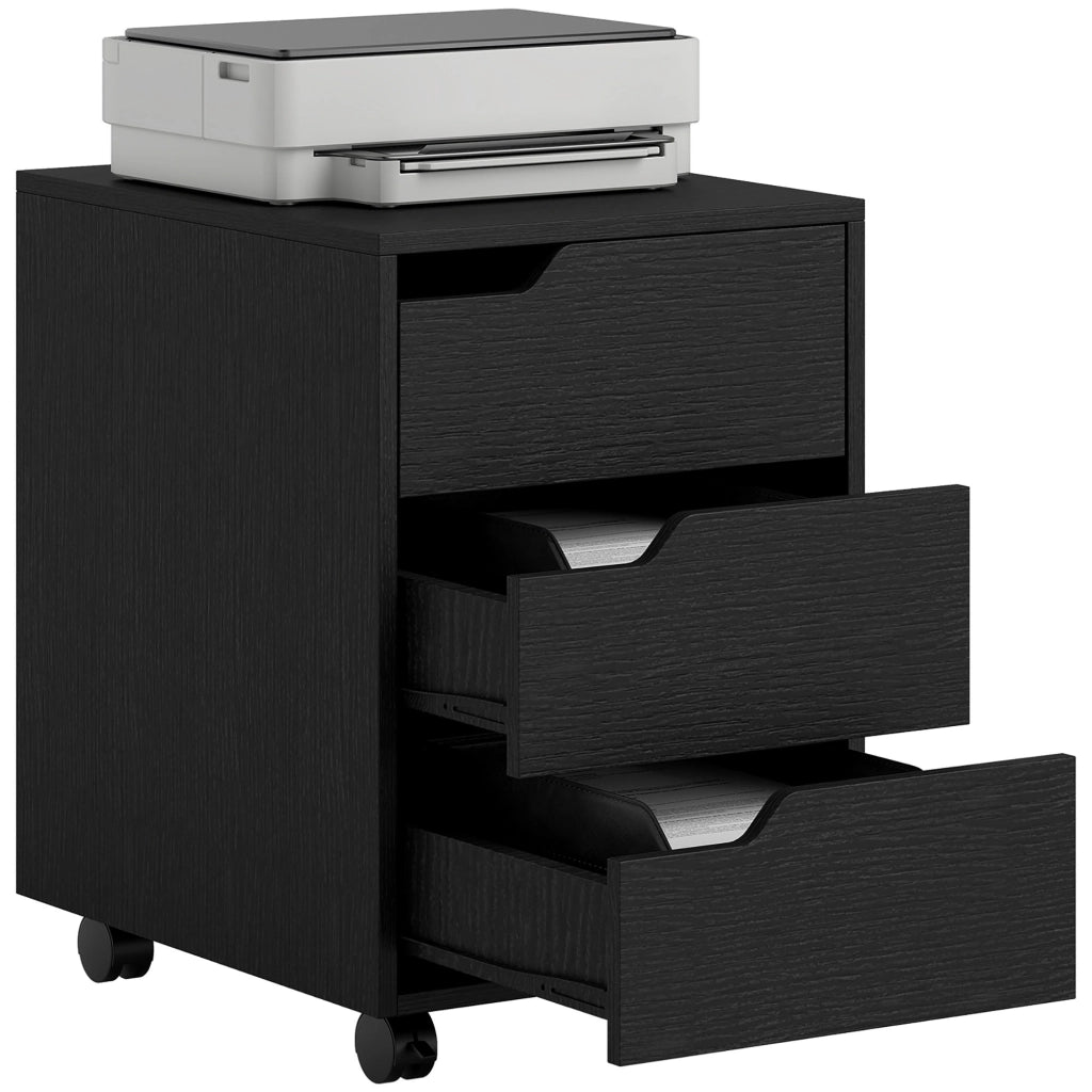 Cassettiera con Ruote 3 Cassetti ¨C zephmum ¨C 40x50x57.5 cm Nero