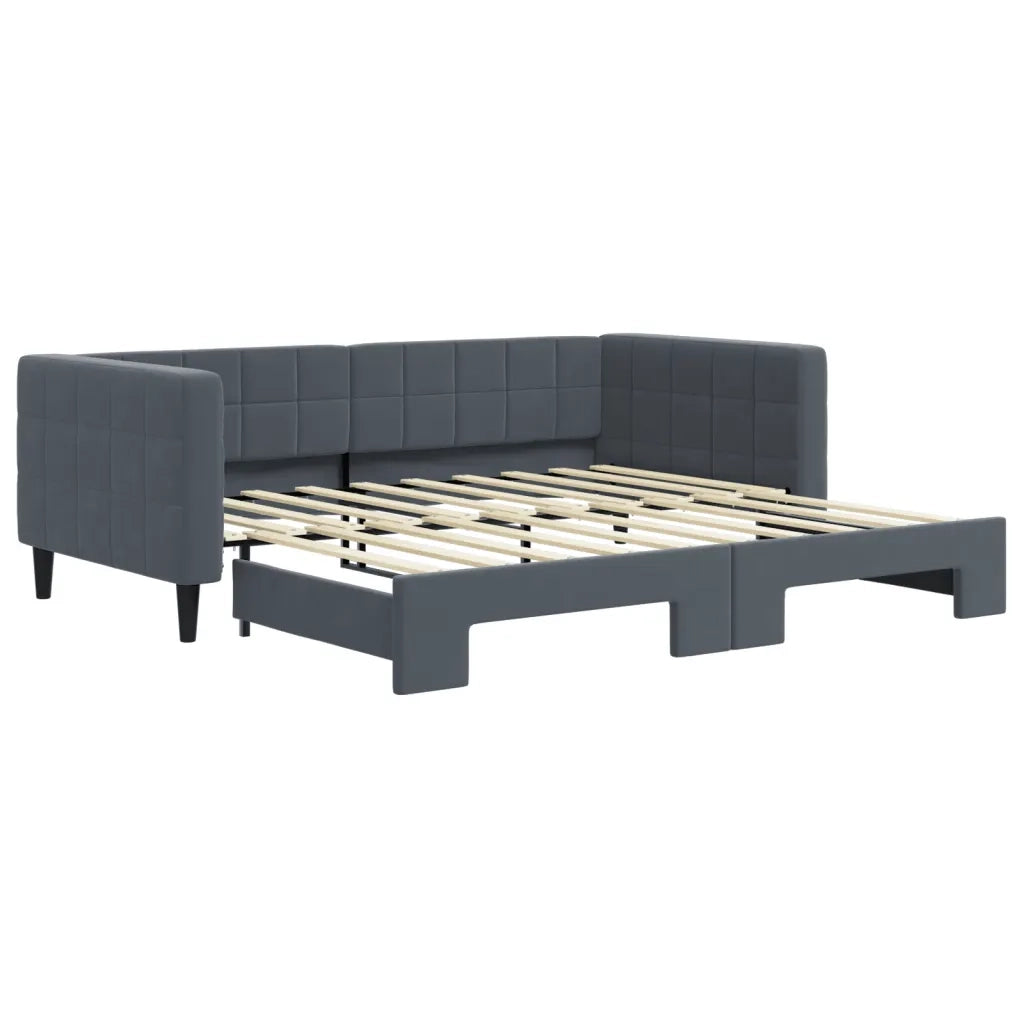 Divano Letto con Letto Estraibile Grigio Scuro 90x190cm Velluto