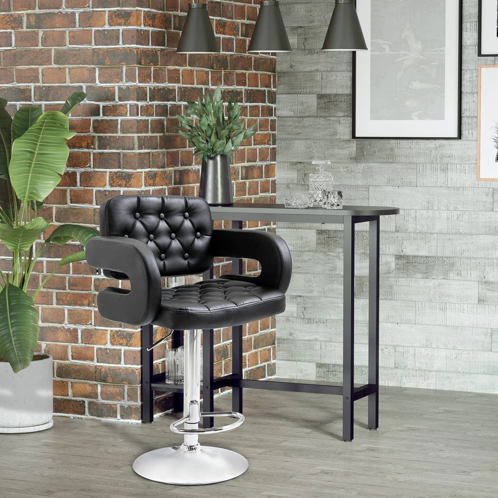 Sgabello da bar regolabile in altezza con schienale e poggiapiedi ¨C zephmum ¨C 61x50x93-113cm nero
