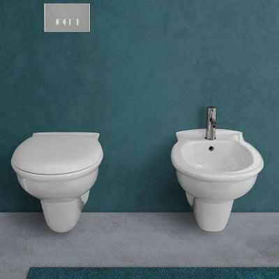Coppia di sanitari sospesi wc copriwater soft close e bidet serie Karla