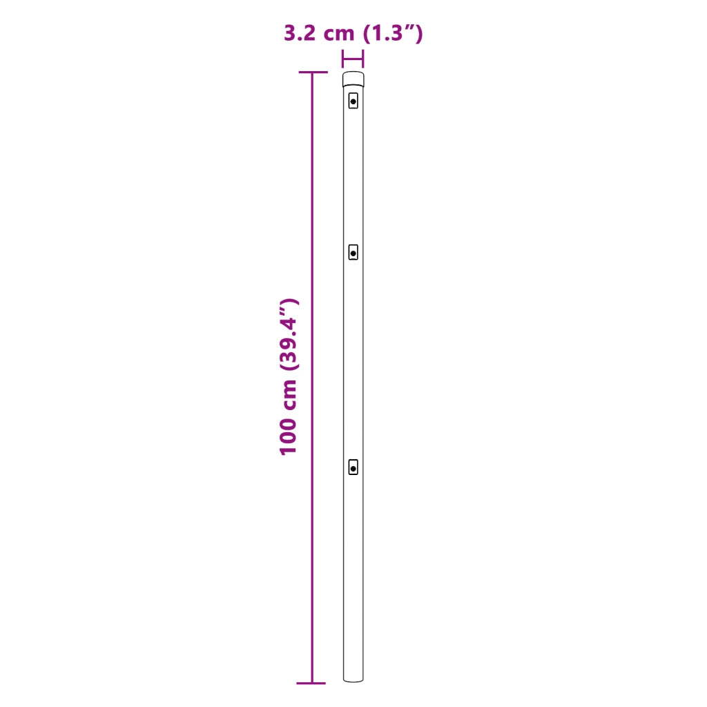 Posti per Recinzione 13 pz Grigio Ã˜32 mm 100 cm Acciaio Galvanizzato
