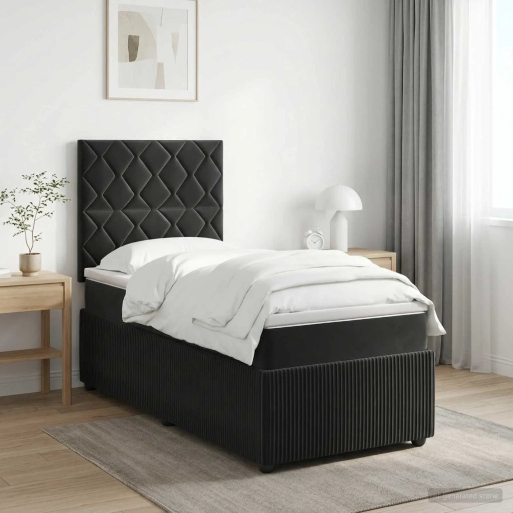 Letto box spring con materasso Nero 90 x 200 cm Velluto 3454537