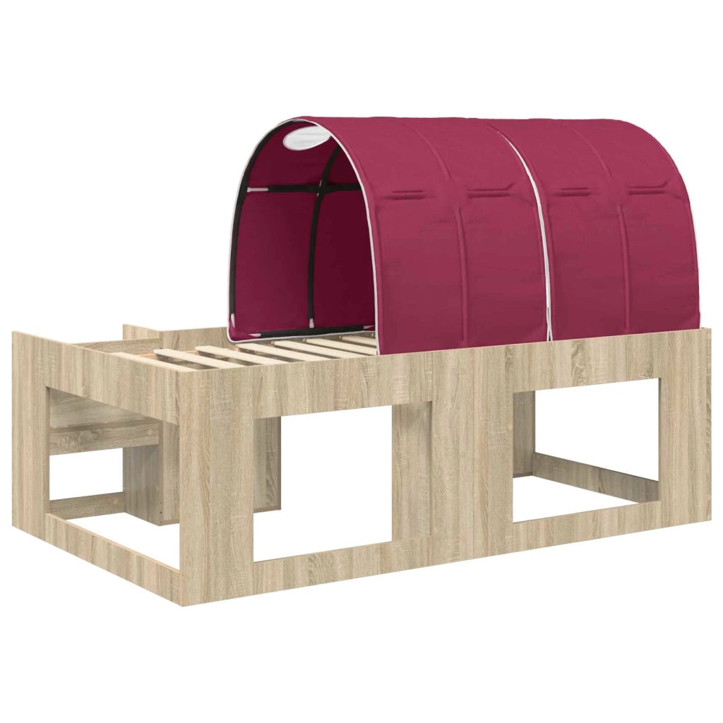 Letto alto per bambini con storage 3 pz Rovere Sonoma e Rosso 3423603