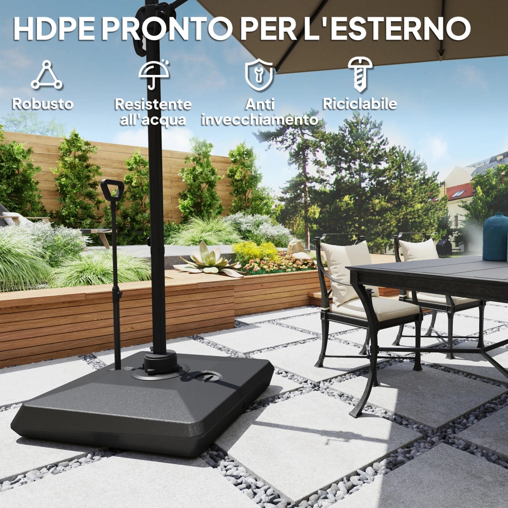 Basamento per Ombrellone da Giardino ¨C zephmum ¨C Nero, HDPE, Riempibile con Acqua o Sabbia