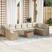 Set Divano da Giardino 11 pcs Beige e Crema polyrattan 3356174