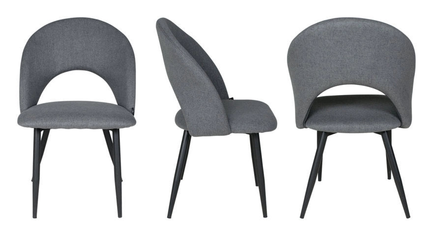 Sedia da pranzo imbottita in tessuti grigio scuro - Zoe (2 pz.) SD05ZOPM