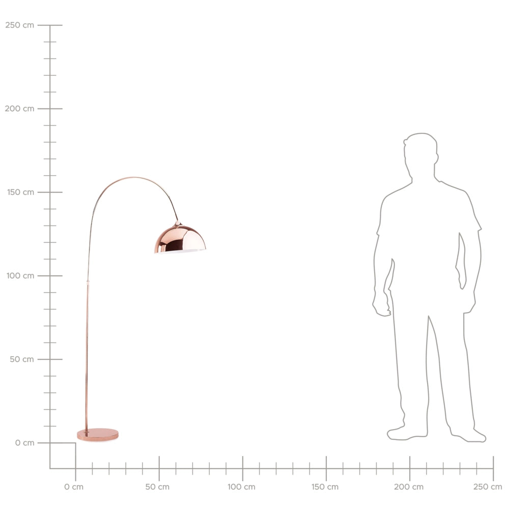 Lampada da terra rame 160 cm di altezza in metallo curvato decorativo retrò glamour