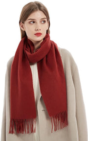 Sala da inverno comoda e calda, scialle da donna lungo con piumini di cotone, morbidi come il cashmere, 32*180cm, rosso scuro