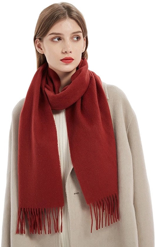 Sala da inverno comoda e calda, scialle da donna lungo con piumini di cotone, morbidi come il cashmere, 32*180cm, rosso scuro