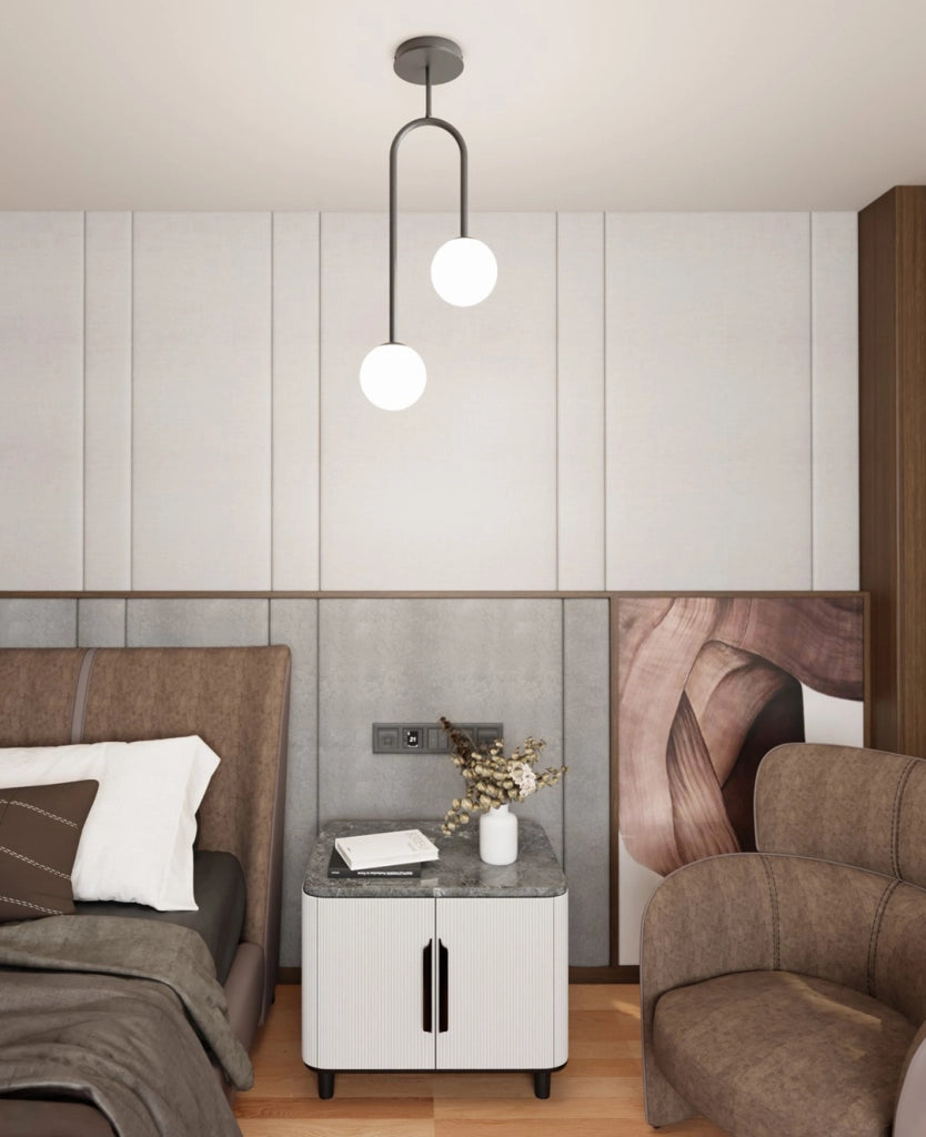 Plafoniera moderna nero/bianco 2 sfere E14 ATRIA Emibig