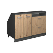 Mobile cucina sottotetto R-Line Rovere artigianale/Antracite 120 cm Set di 2 carcasse armadio profondità 60 cm Vicco
