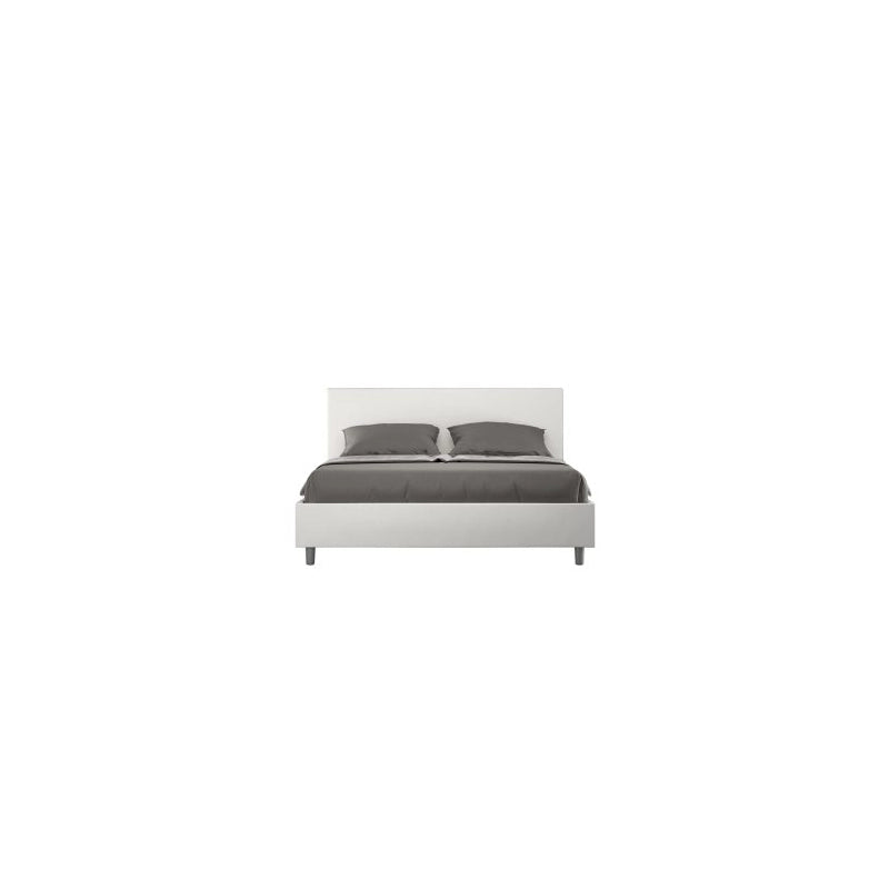 Letto imbottito Matrimoniale 160x210 cm Adele - Bianco,Similpelle,Con rete