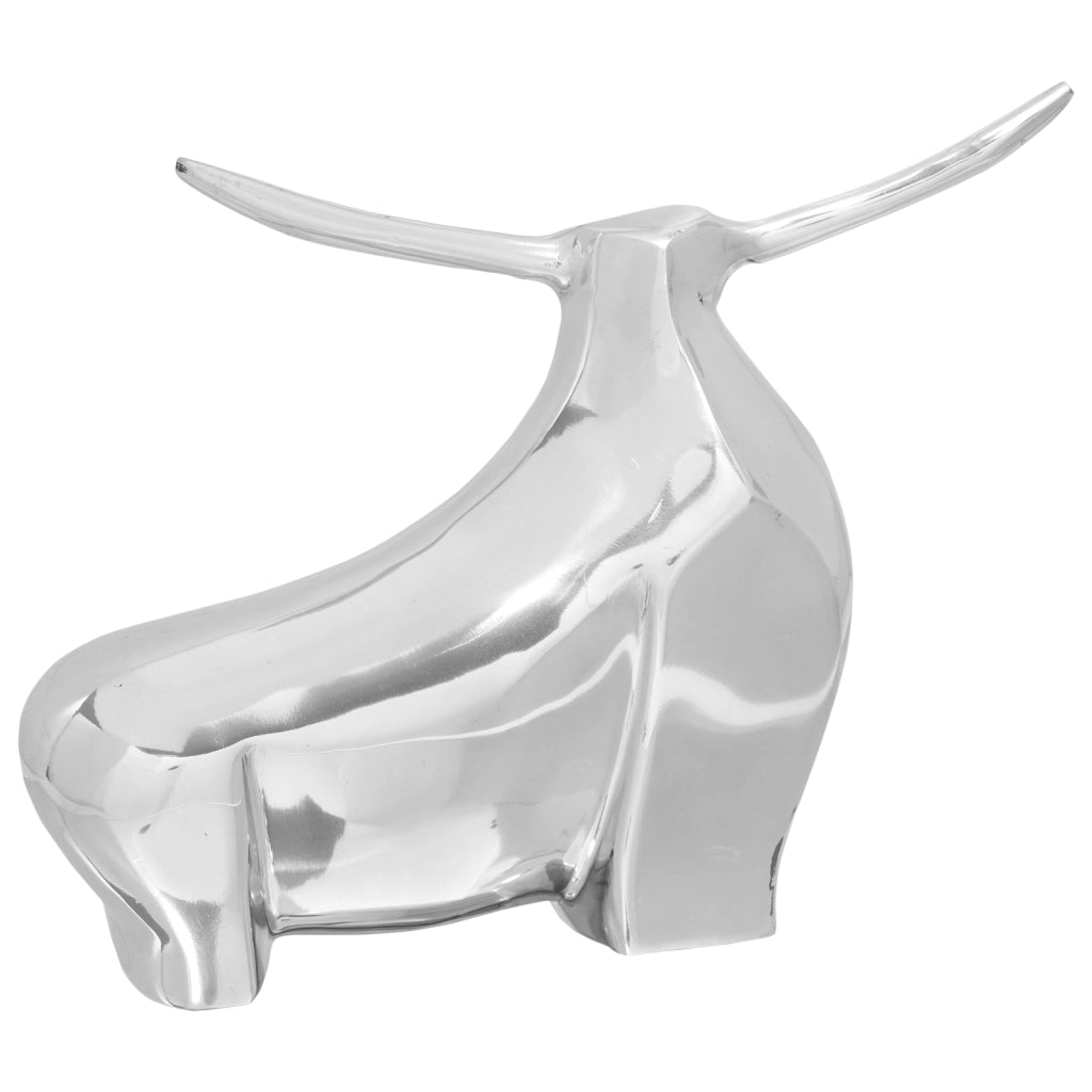 Scultura di Toro  Argento 37x44x17 cm in Alluminio