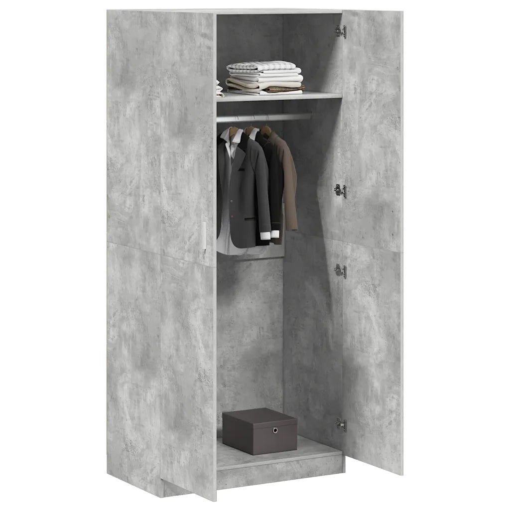 Armadio Grigio Cemento 90x52x200 cm in Legno Multistrato 800634