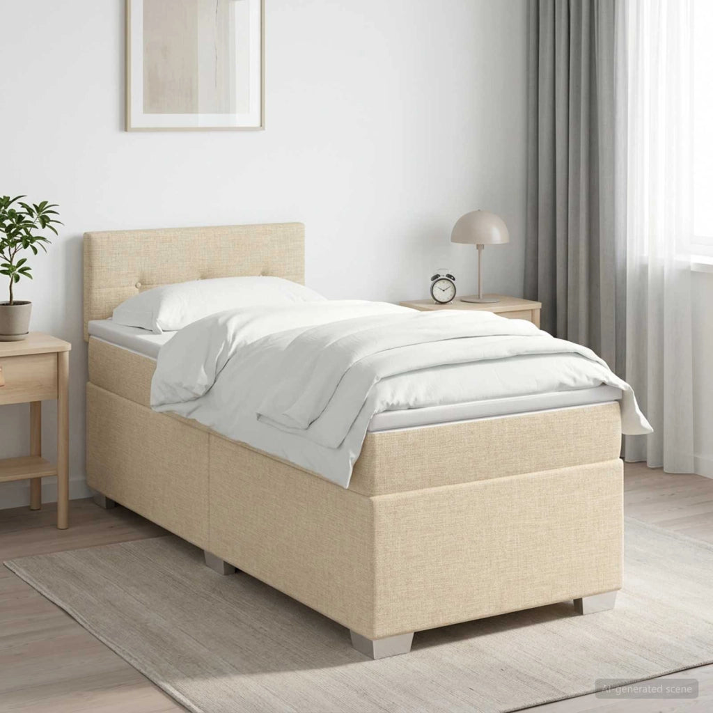 Letto box spring con materasso Crema 80 x 200 cm Tessuto 3450353