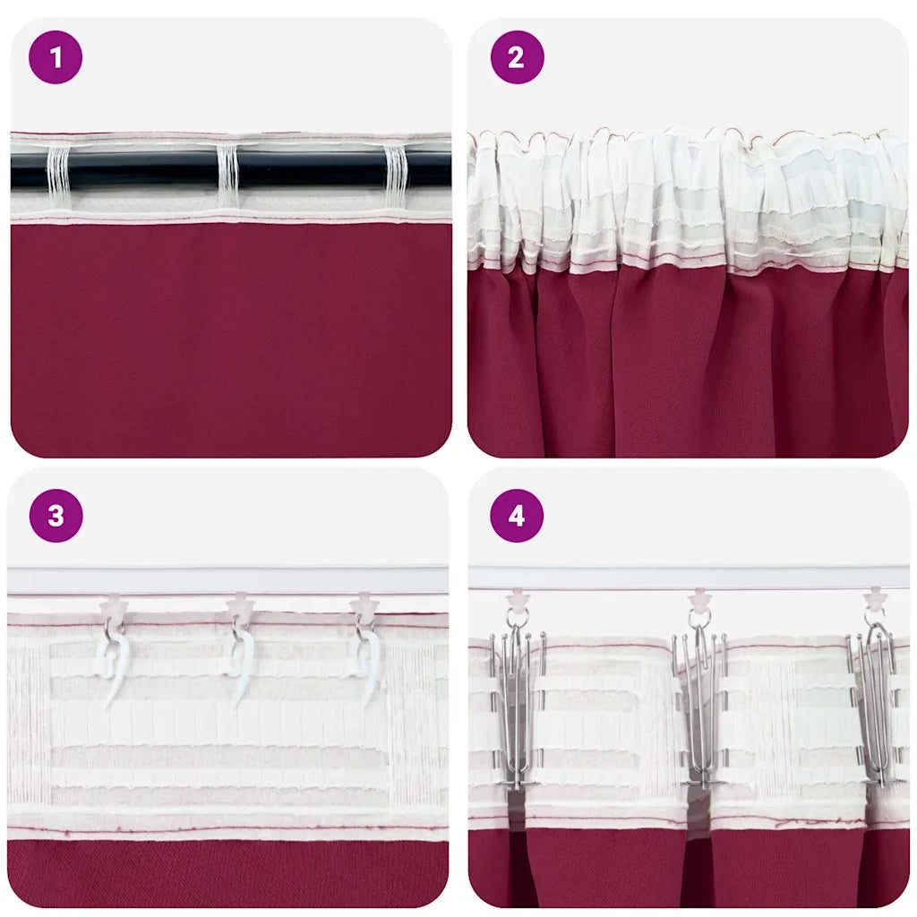 Tende Blackout con Anelli 2 pcs Rosso Vino 225 x 140 cm 4107465