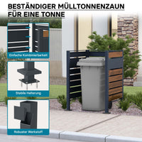 Copri bidone della spazzatura per un cassonetto da 60-240l, copribidoni da esterno in acciaio antracite ed effetto legno, porta bidoni immondizia