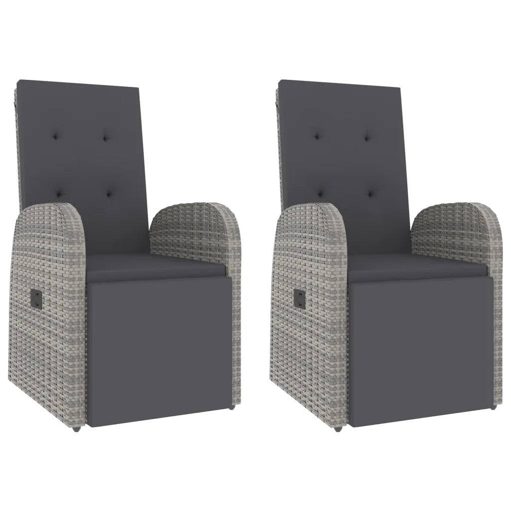 Set Mobili Giardino 3pz Grigio Polyrattan Legno Massello Acacia 3157656