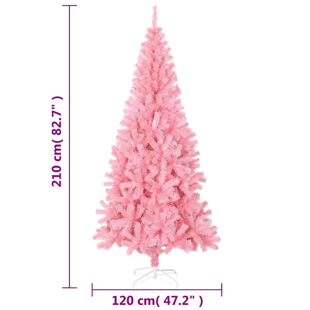 Albero di Natale | Decorazioni natalizie Artificiale Sottile con Base Rosa 210 cm PVC