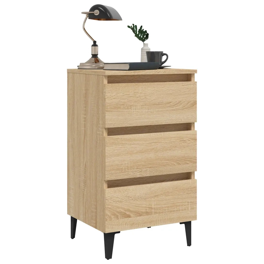 Comodino con Gambe in Metallo Rovere Sonoma 40x35x69 cm 805911
