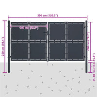 Cancello per Giardino in Acciaio 300x200 cm Antracite cod mxl 44488