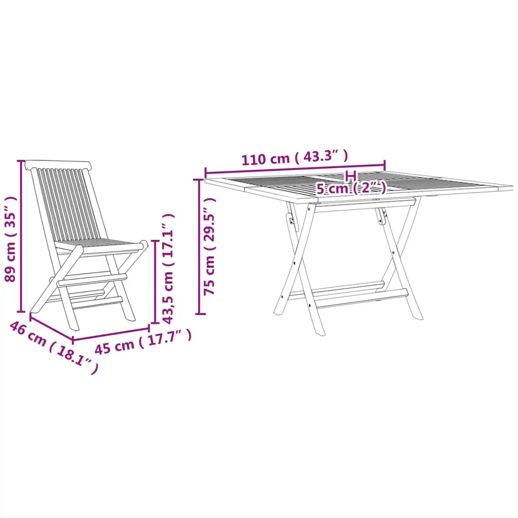 Set da Pranzo per Giardino Marrone Legno Teak Massello 3385968
