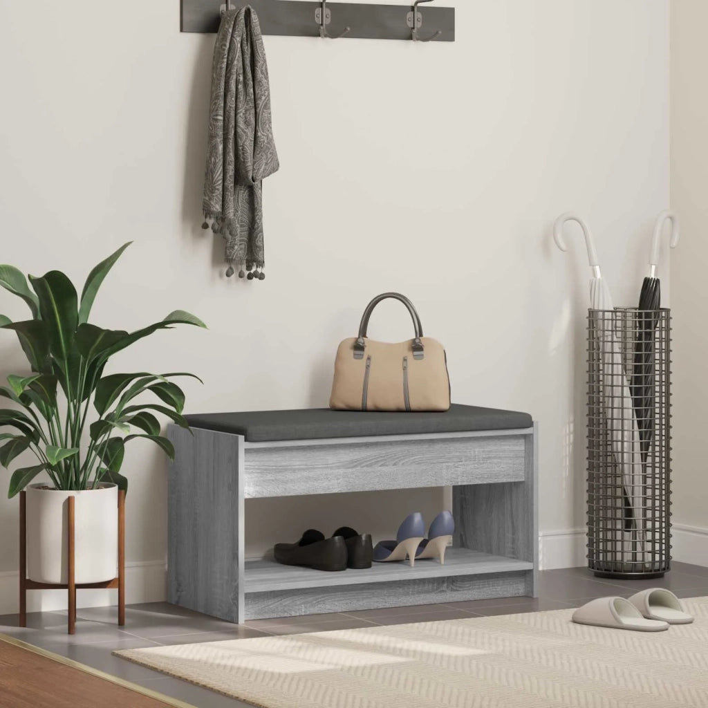 Panca per ingresso con cuscino Sonoma grigia 83 x 38 x 45 cm