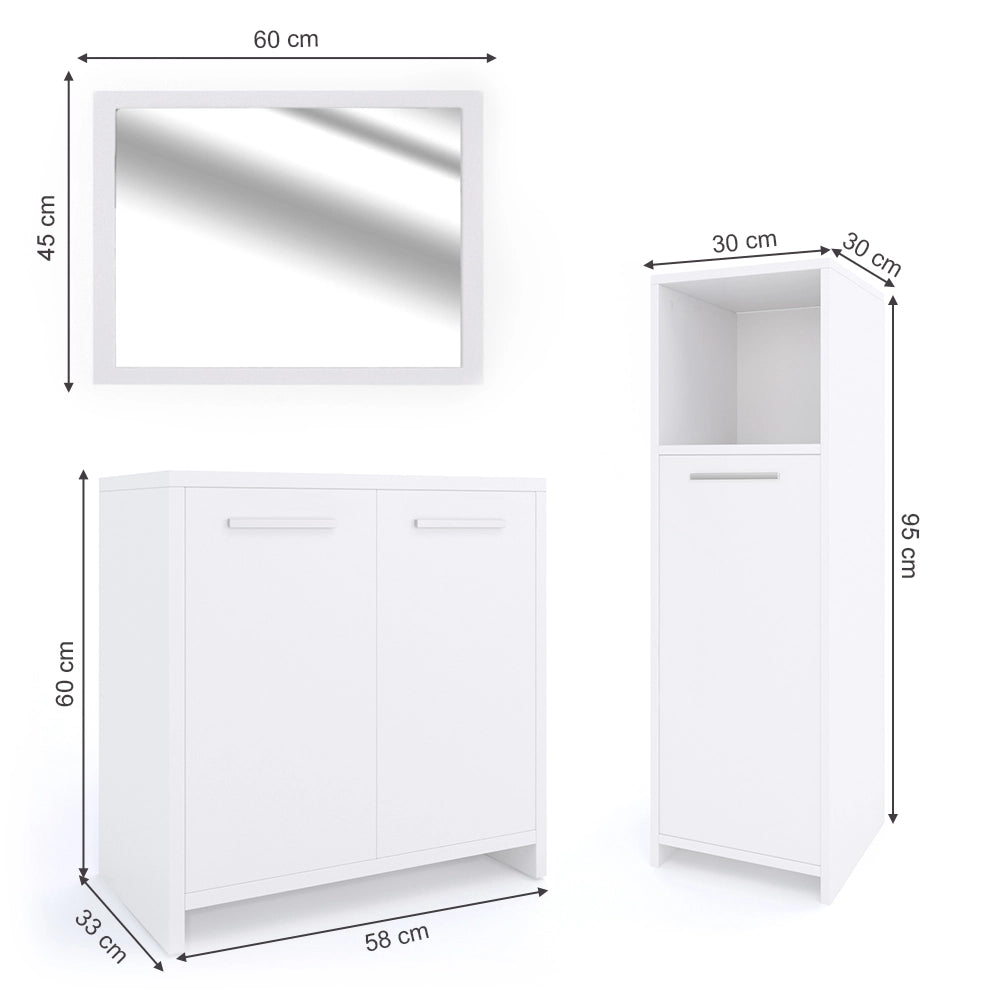 Vicco Set mobili bagno Bianco 3 parti