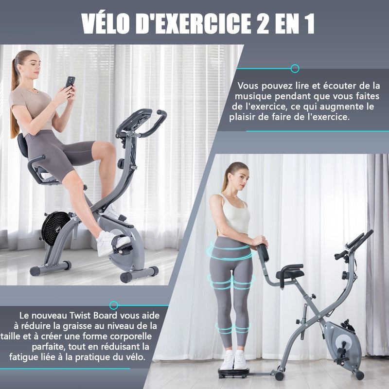Cyclette pieghevole , regolazione della resistenza magnetica a 10 livelli | con disco rotante, cyclette verticale e inclinabile